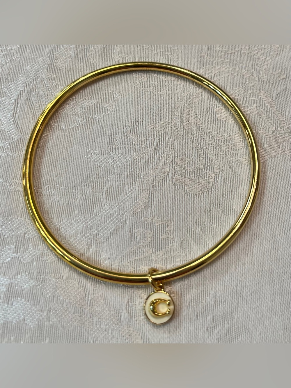 Coach Gold Tone Signature C Charm Bangle Bracelet - Picture 6 of 8